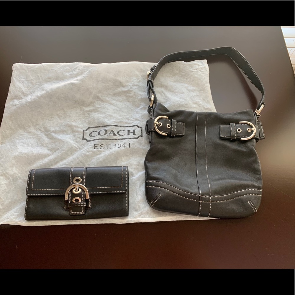 Black Coach purse and matching wallet